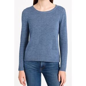 EILEEN FISHER 100% Linen Blue Sweater Minimalist Quiet Luxury Boxy Capsule M